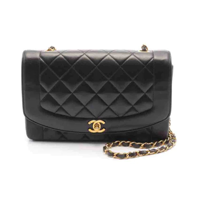 Chanel Black Diorana Flap Bag, Black, Lambskin