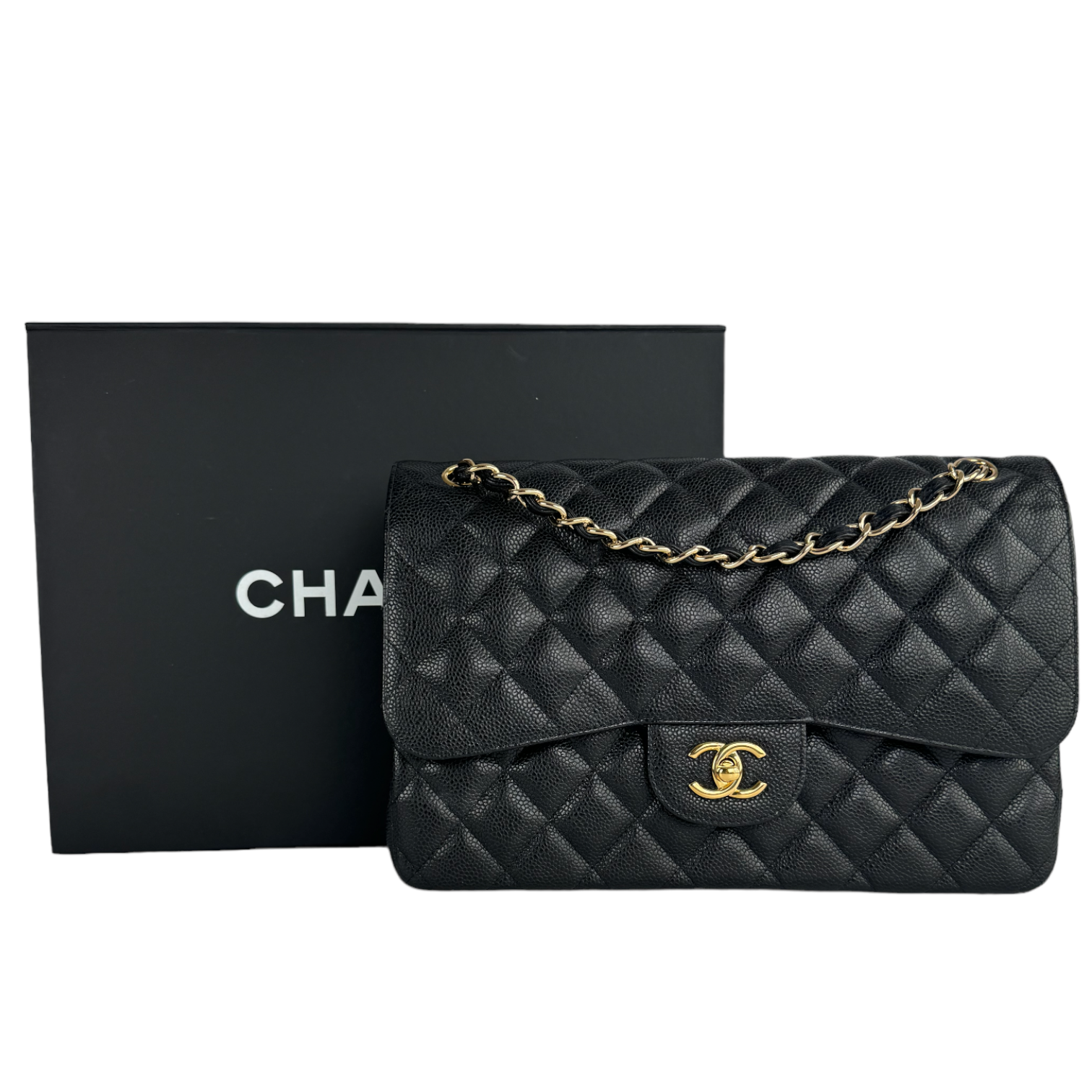 Chanel Classic Double Flap Jumbo Black Caviar Gold