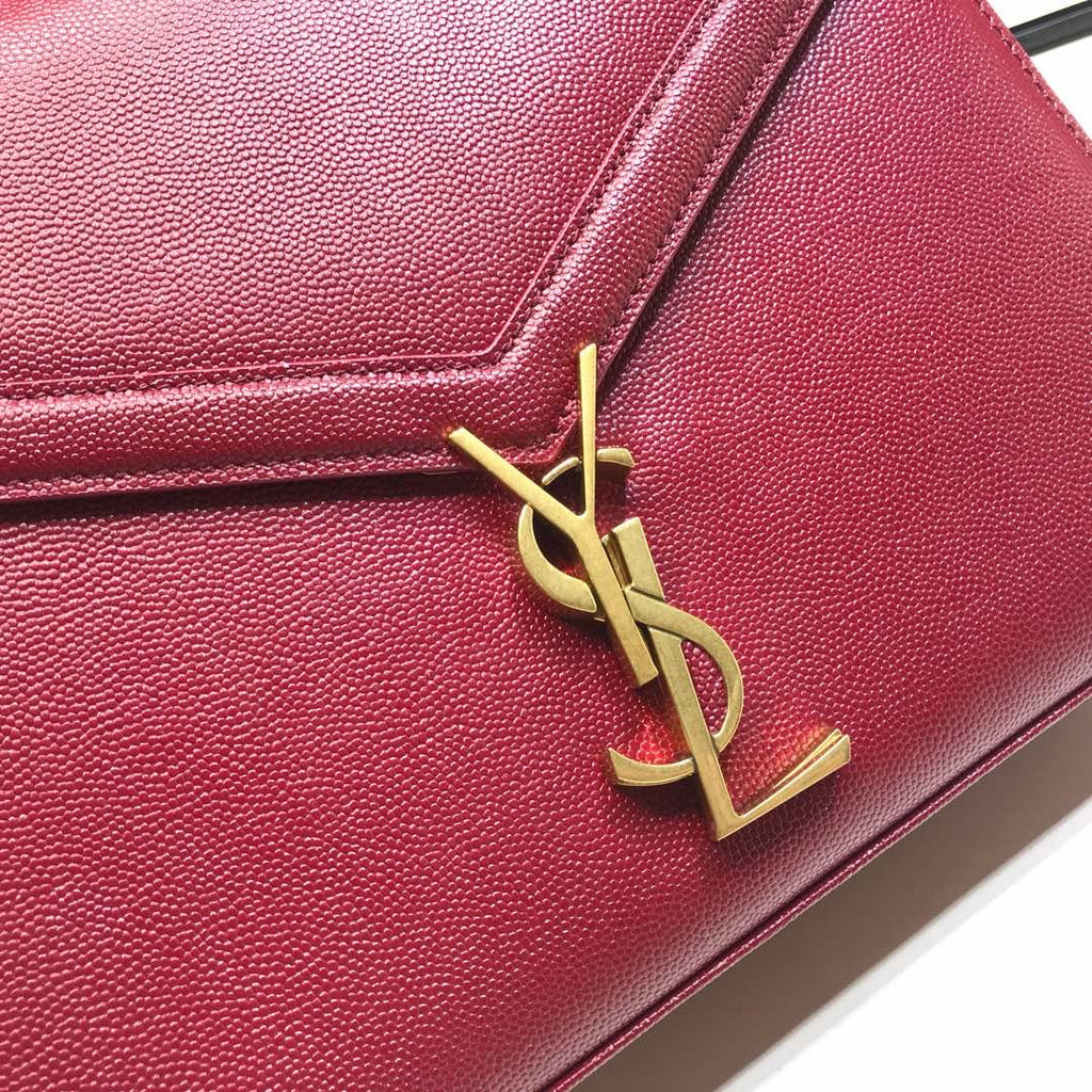 YSSL Cassandra Medium Top Handle Bag In Grain Burgundy For Women 9in/24.5cm YSL Â 578000BOW0W6475