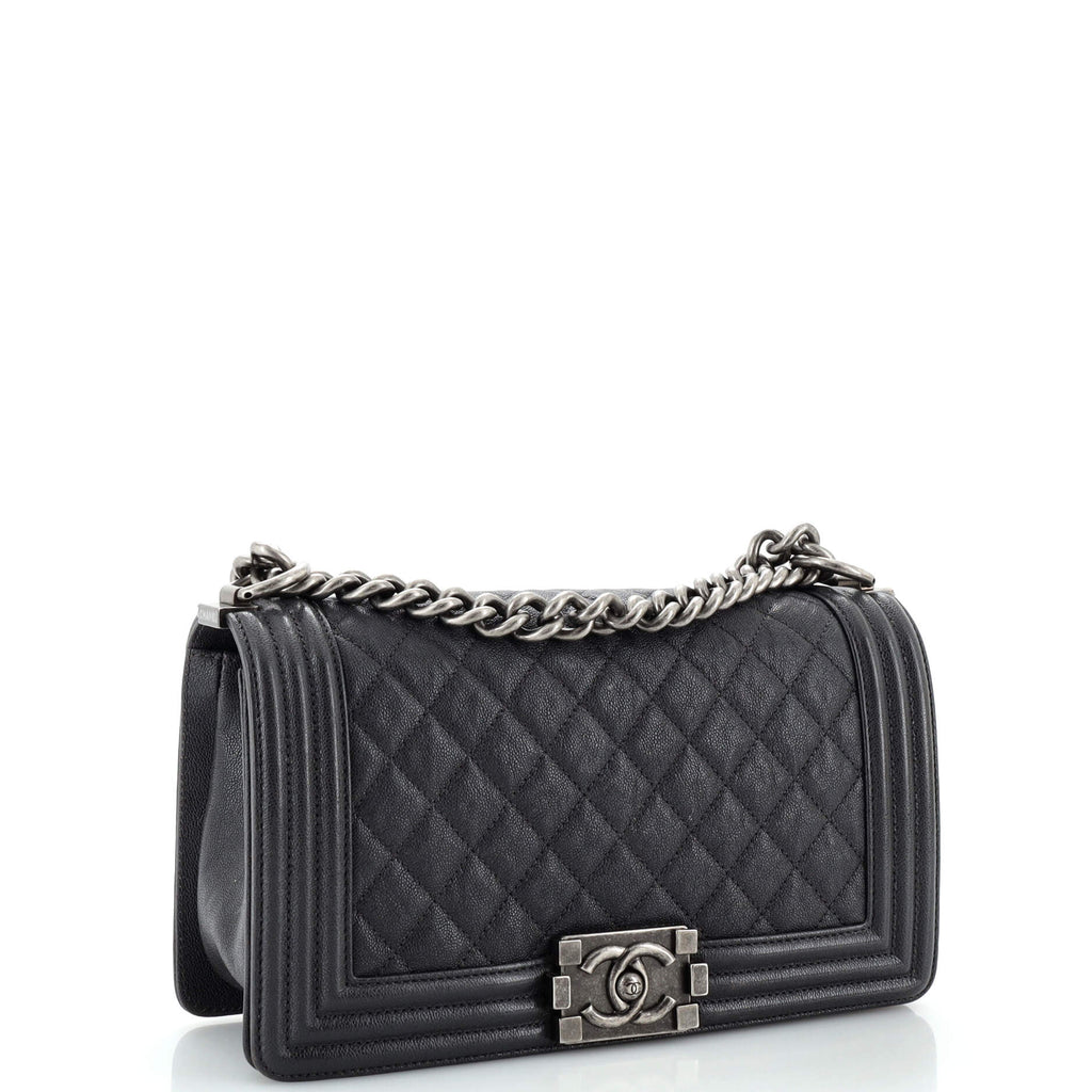 Chanel Boy Flap Bag Quilted Caviar Old Medium