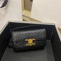 Celine Triomphe Shoulder Bag In Quilted Triomphe Lambskin Black For Women 8in/20cm 194143EF4.38NO