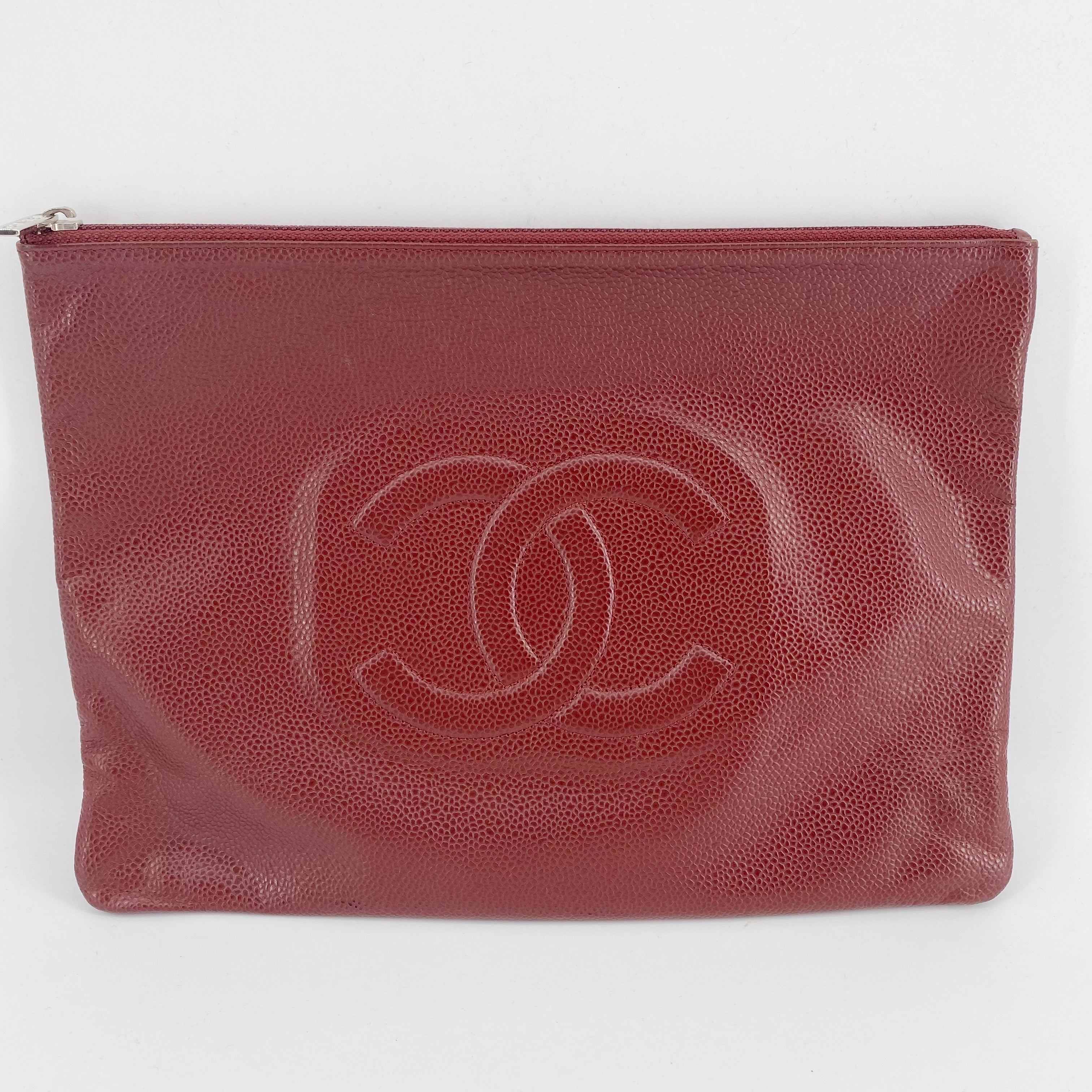 Chanel Red Leather Clutch