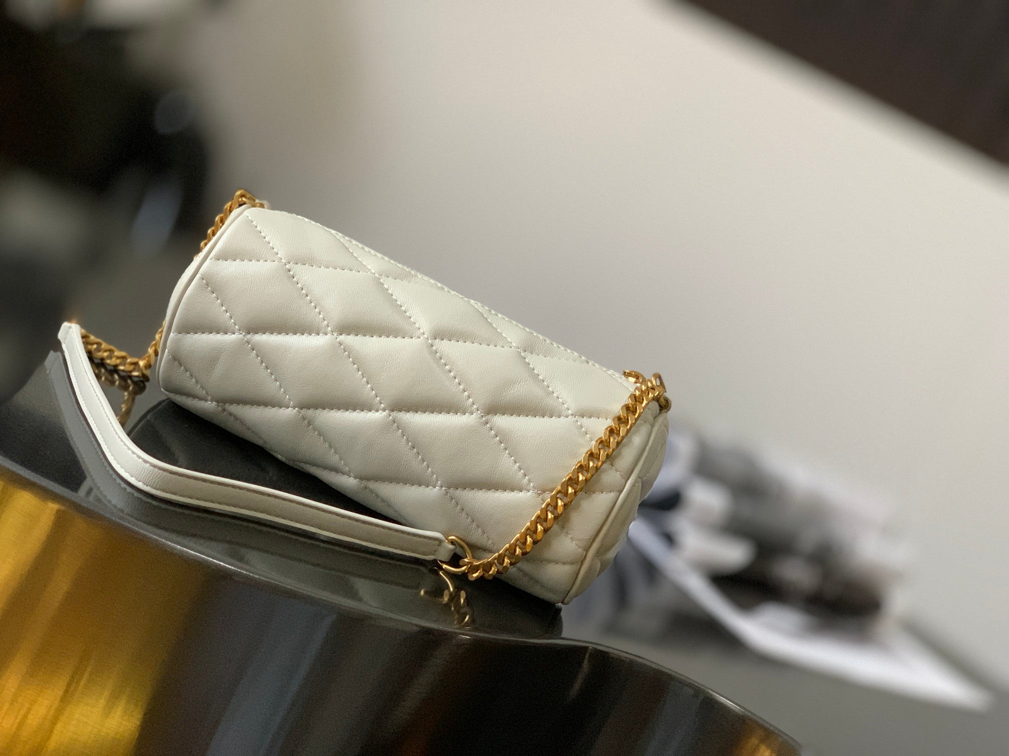 YSSL Sade Mini Tube Bag For Women 7.9in/20cm  White YSL 699703AAAJU9207