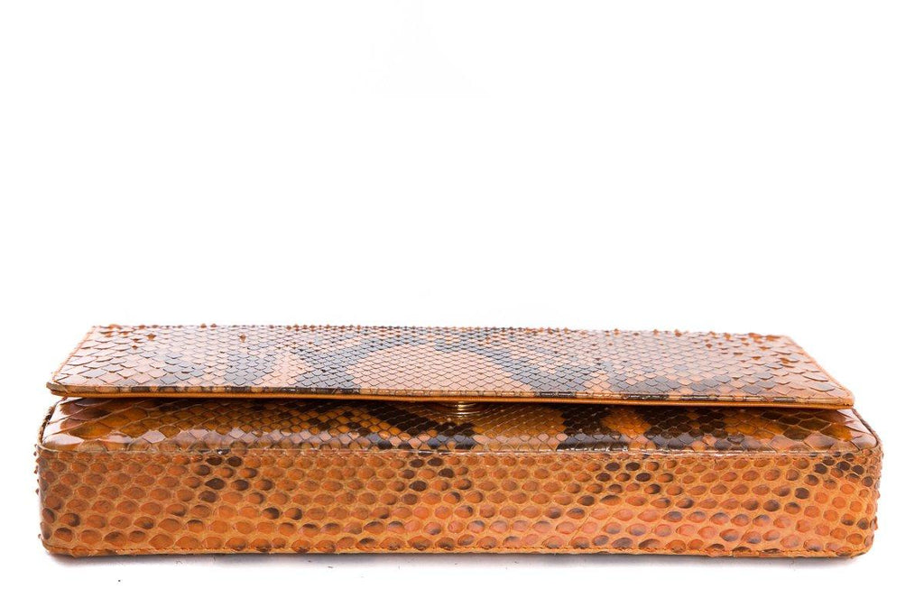 Manolo Blahnik Orange &  Python Clutch