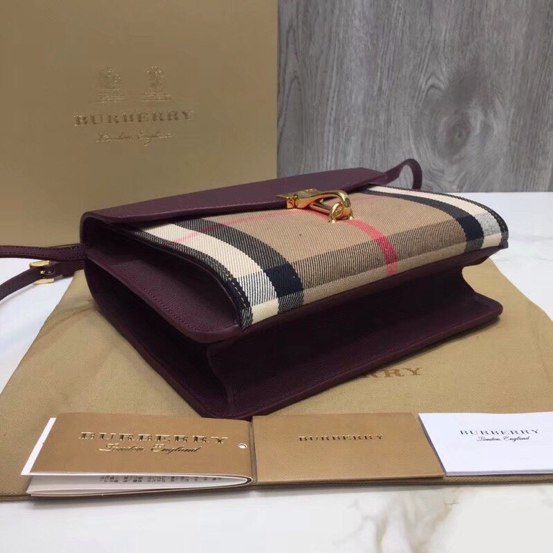 Burberry Small Vintage Check And Crossbody Bag Purple For Women, Bags 9in/24cm