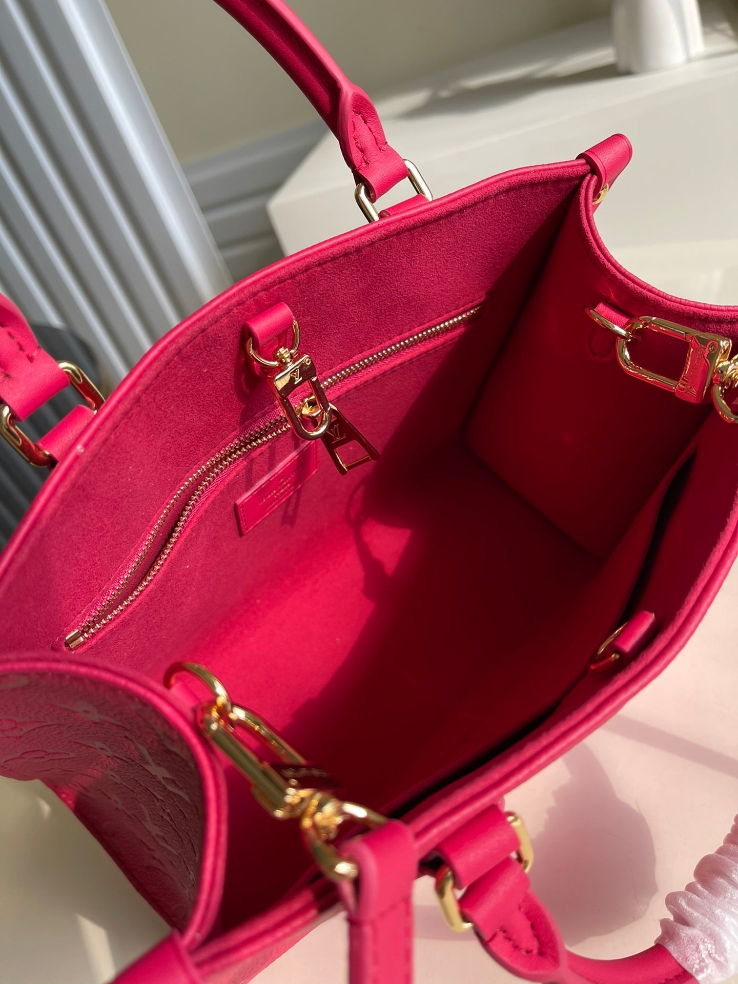 Louis Vuitton OnTheGo PM Tote Bag Monogram Empreinte Rosy For Women, WomenÃƒÂ¢Ã¢â€šÂ¬Ã¢â€žÂ¢s Handbags, Shoulder And Crossbody Bags 9.8in/25cm Louis Vuitton M45660