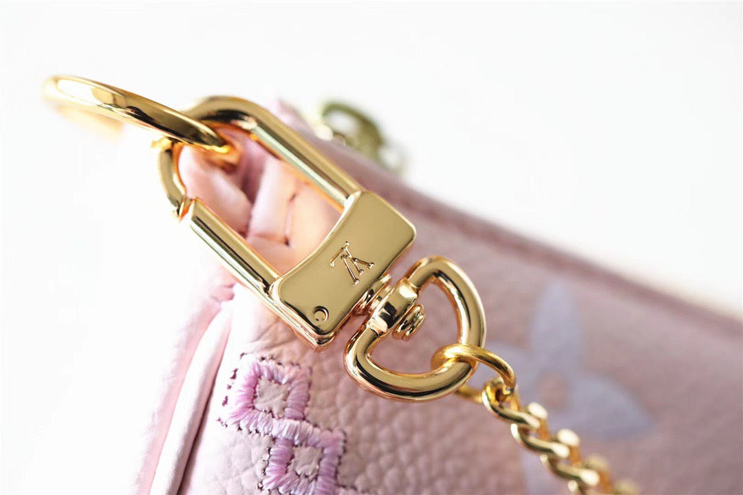 Louis Vuitton Mini Pochette Accessoires Monogram Empreinte Pink For Women, Women’s Handbags, Shoulder Bags And Crossbody Bags 6.1in/15.5cm Louis Vuitton