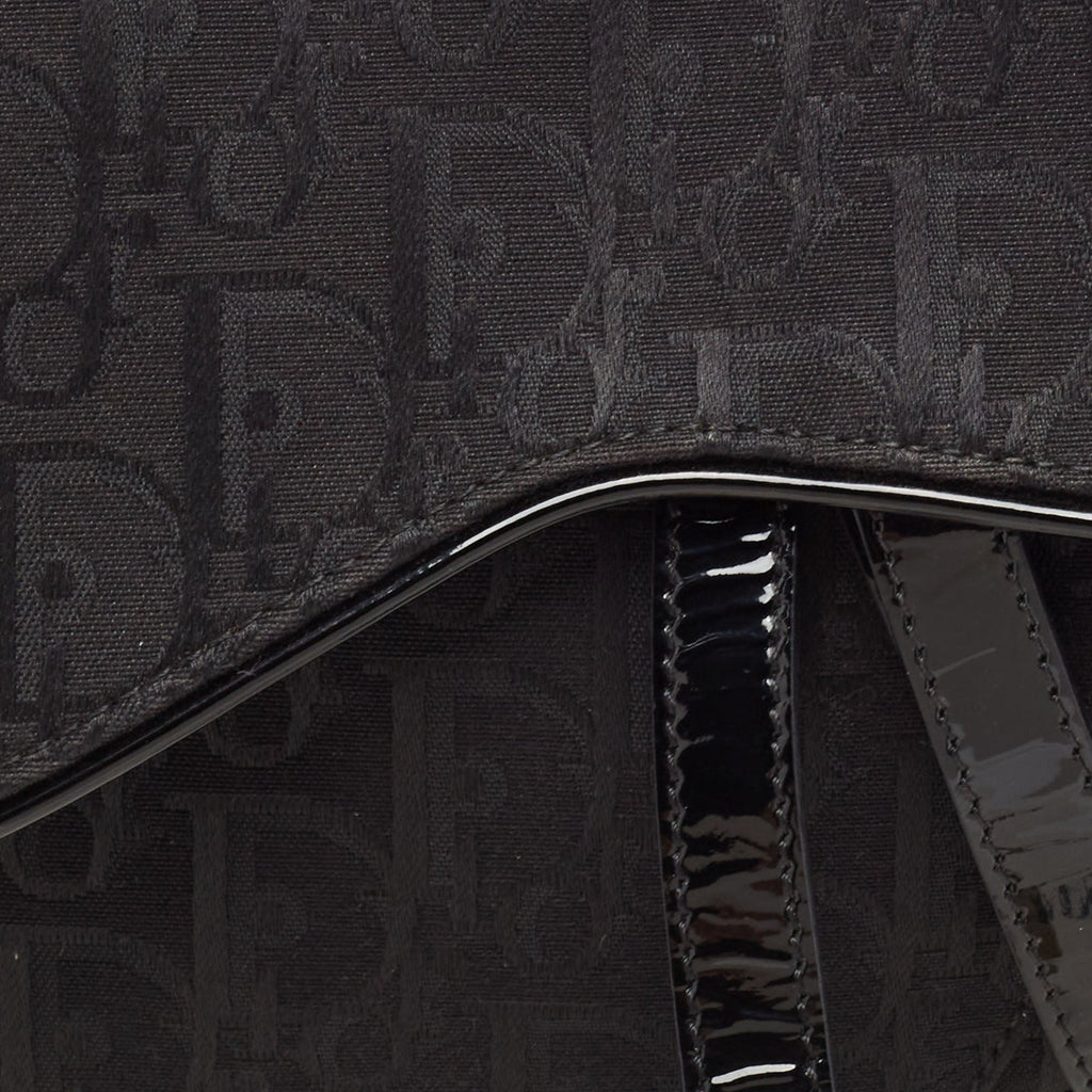 Dior Black Oblique Canvas And  Leather Xs Saddle Bag