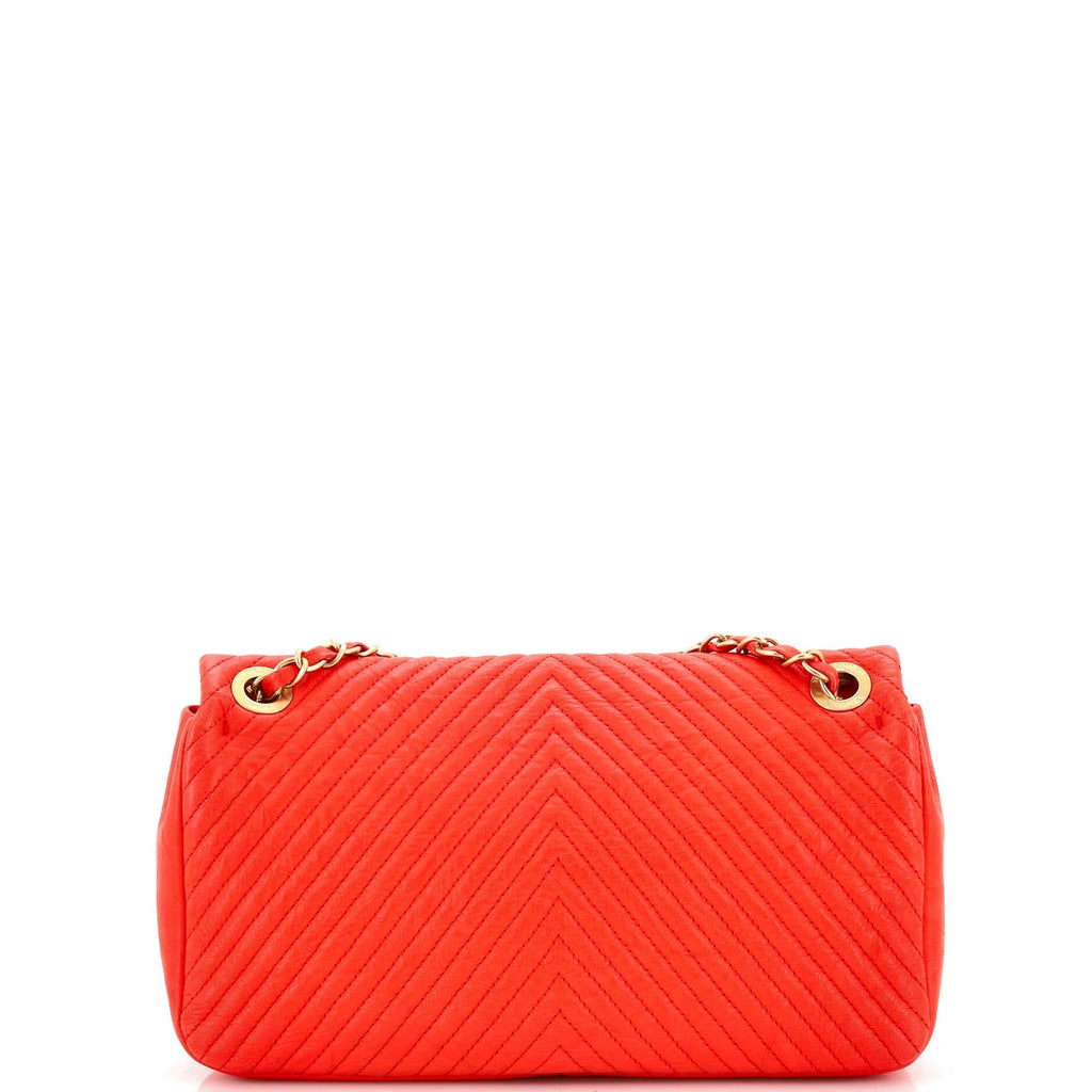 Chanel Medallion Charm Flap Bag Chevron Wrinkled Lambskin Medium