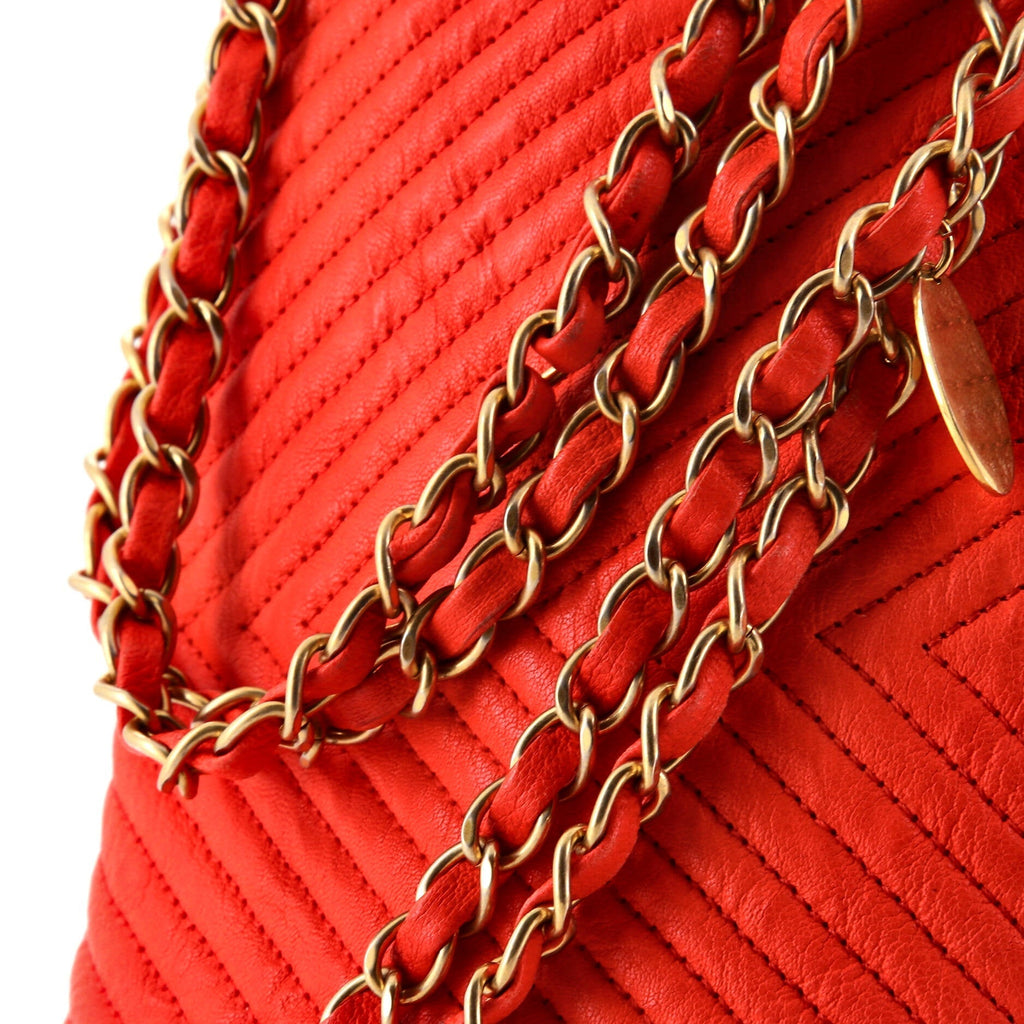 Chanel Medallion Charm Flap Bag Chevron Wrinkled Lambskin Medium