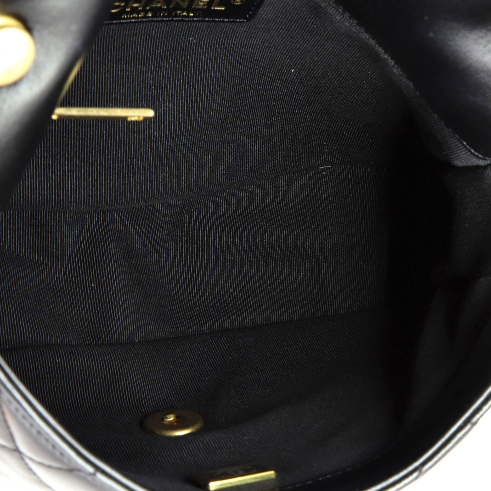 Chanel Lacquered Metal CC Flap Bag Quilted Lambskin Small