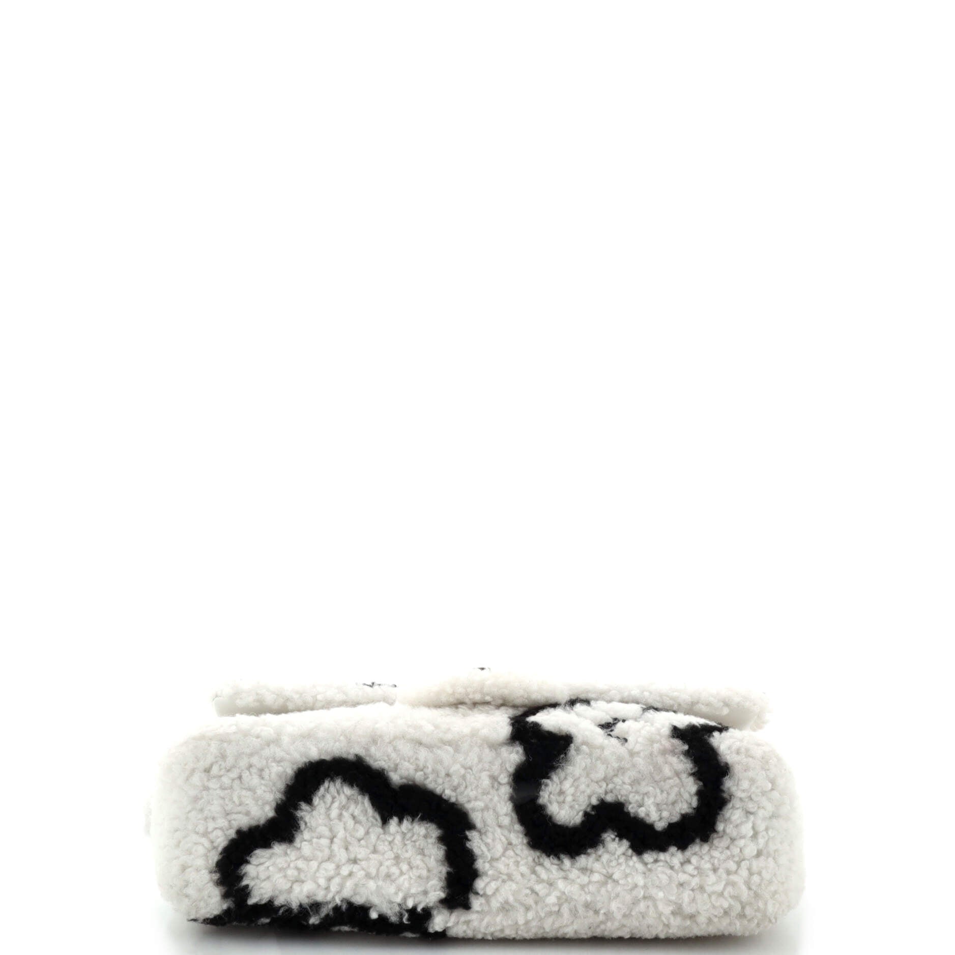 Chanel Classic Single Flap Bag Pearl Embellished Shearling Jumbo