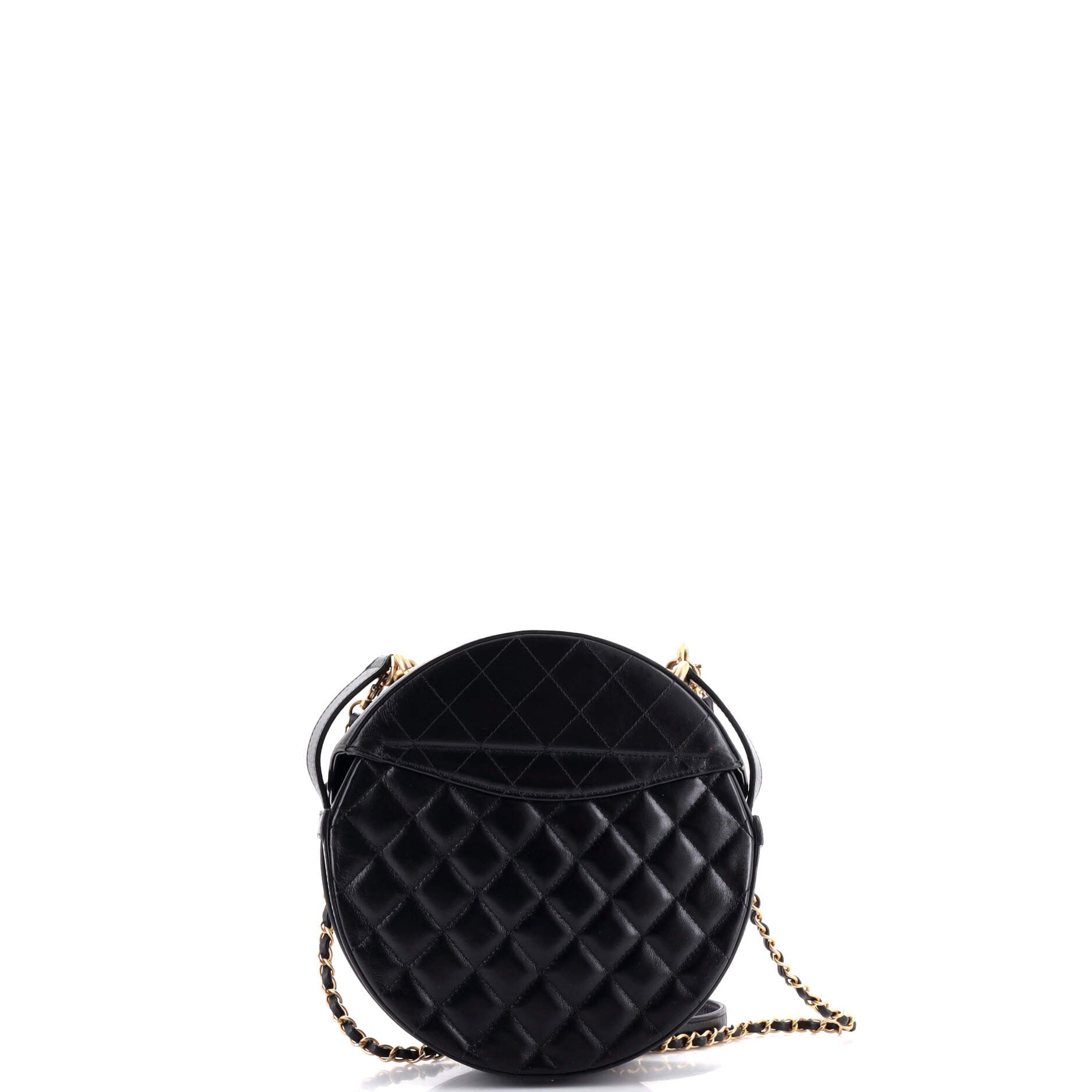 Chanel Flap Round Crossbody Bag Quilted Glazed Calfskin Medium
