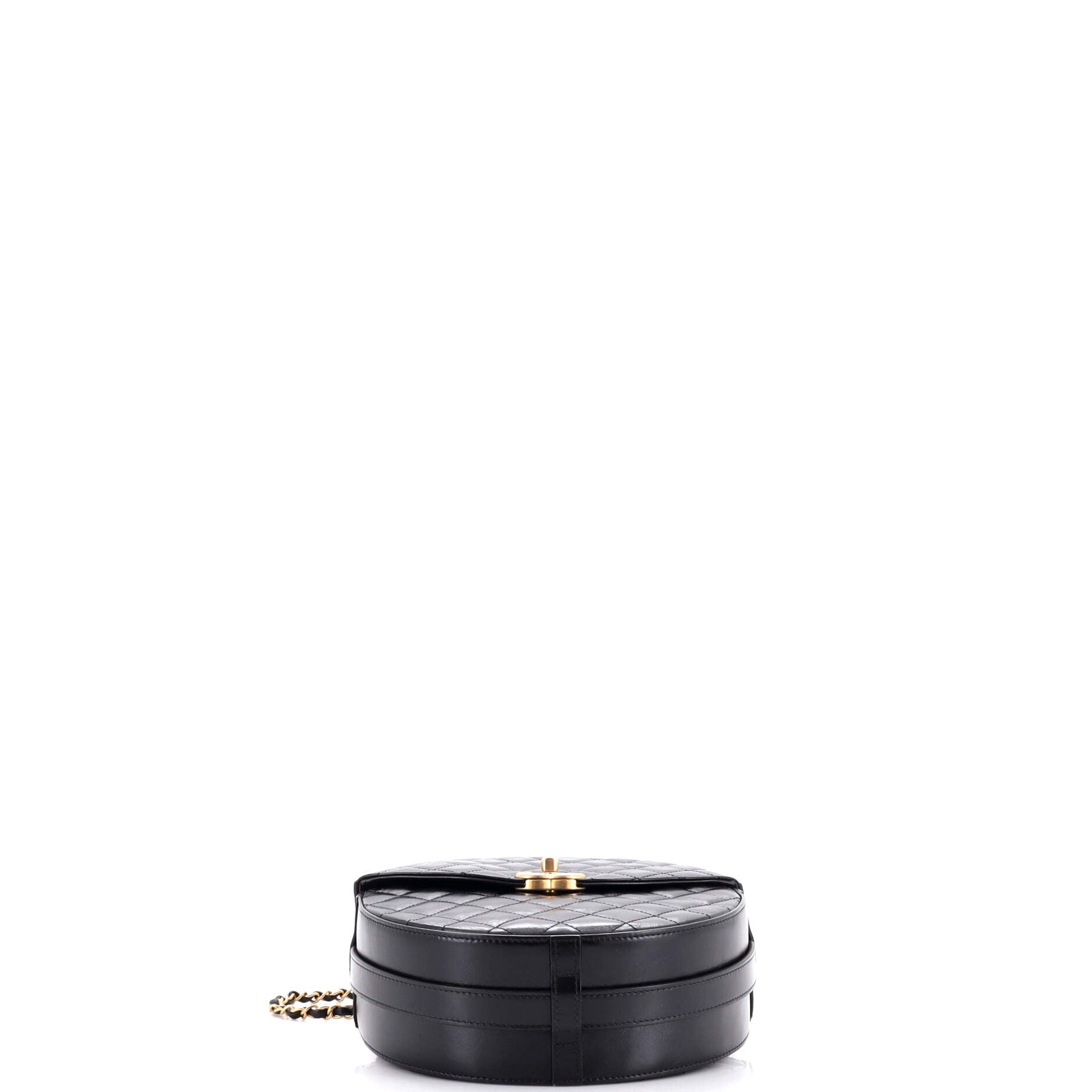 Chanel Flap Round Crossbody Bag Quilted Glazed Calfskin Medium