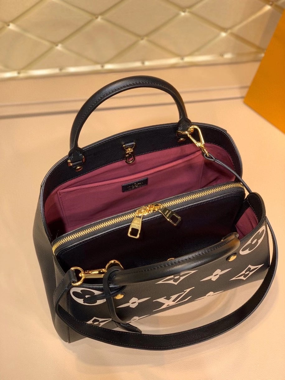 Louis Vuitton Montaigne MM Monogram Empreinte Black/Beige For Women,  Shoulder And Crossbody Bags 13in/33cm Louis Vuitton M41048