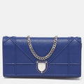 Navy Blue Leather Diorama Wallet On Chain