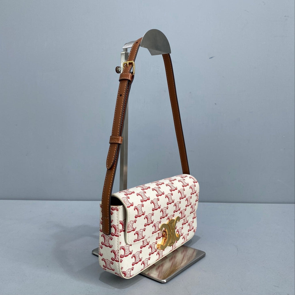 Triomphe Shoulder Bag In Triomphe CanvasÃ‚Â  Red For Women 8in/20cm 194142CUZ.27ED