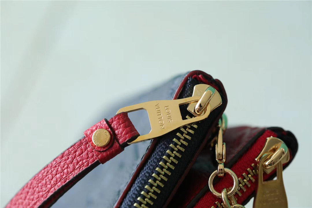 Louis Vuitton Double Zip Pochette Monogram Empreinte Black/Red For Women,  Shoulder and Crossbody Bags 7.9in/20cm Louis Vuitton