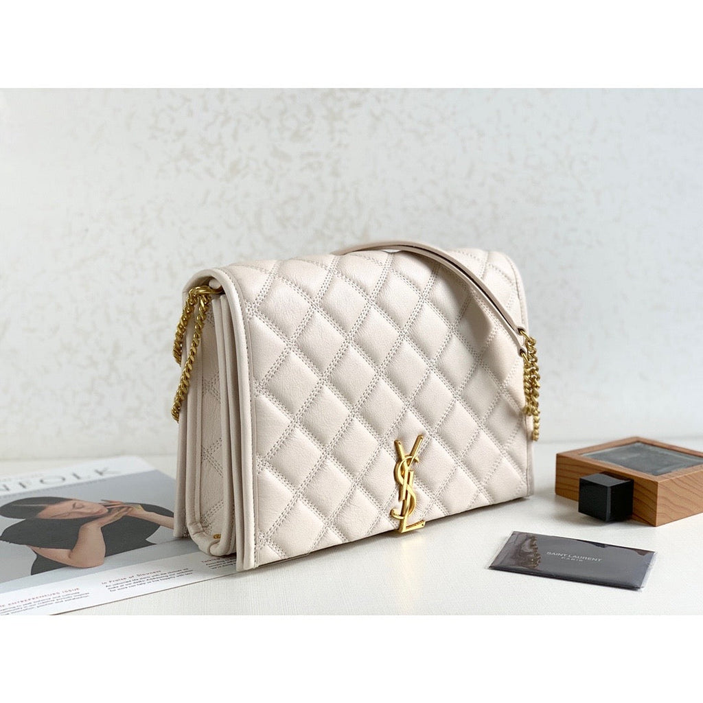 Saint Laurent Becky Small Shoulder Bag White For Women 10.5in/27cm YSL