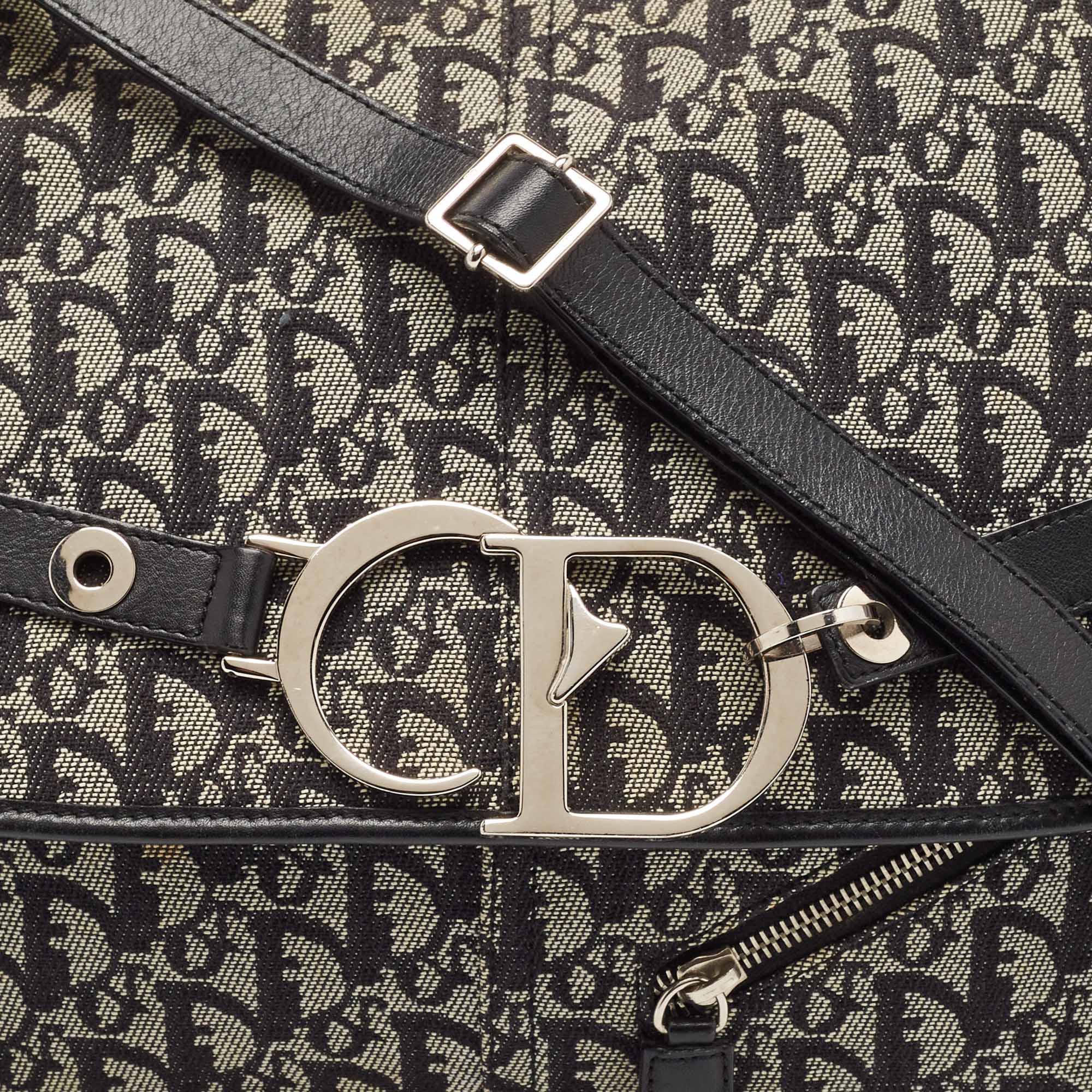 Dior Black Diorissimo Canvas And Leather Cd Logo Flap Messenger Bag