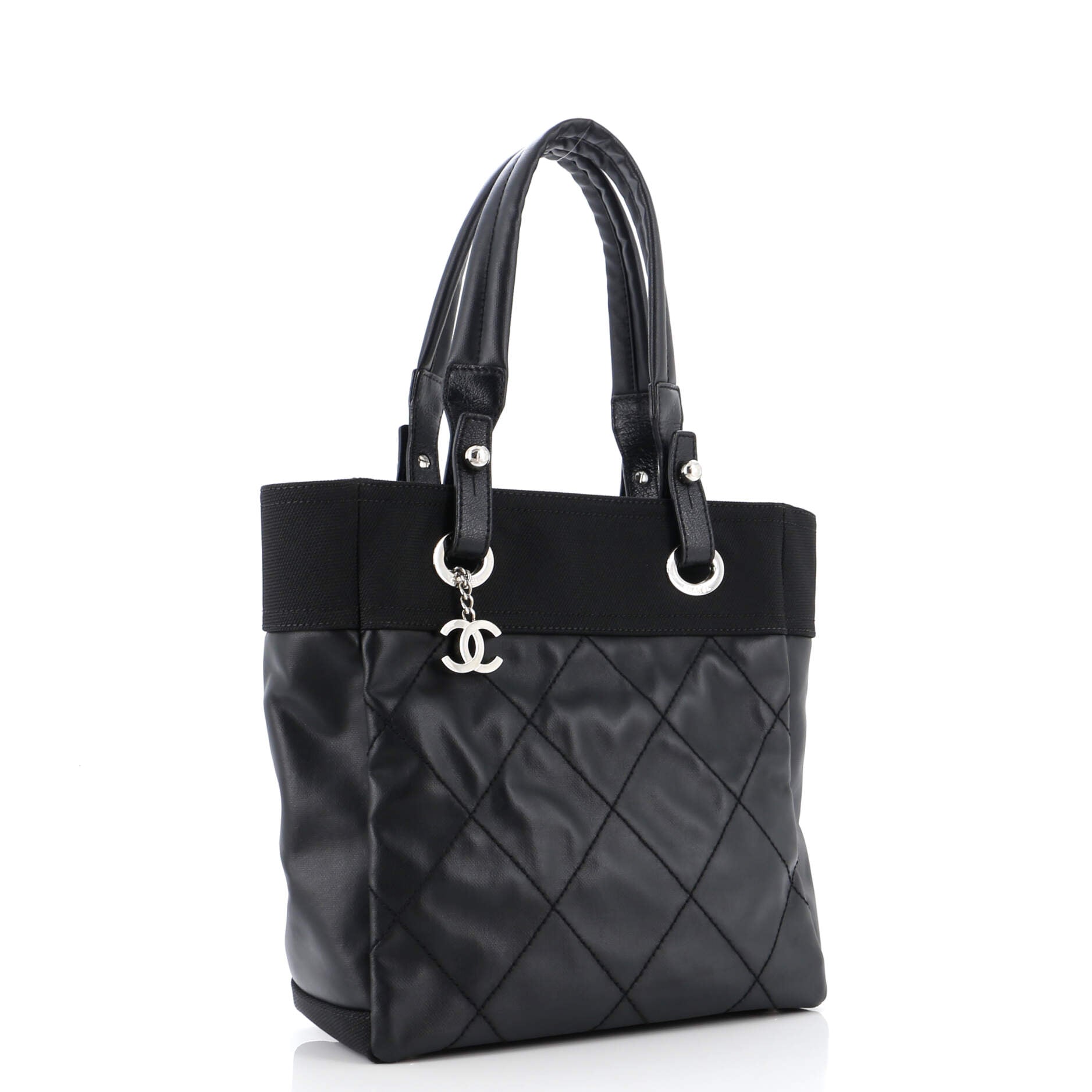 Chanel Biarritz Tote Quilted Coated Canvas Small