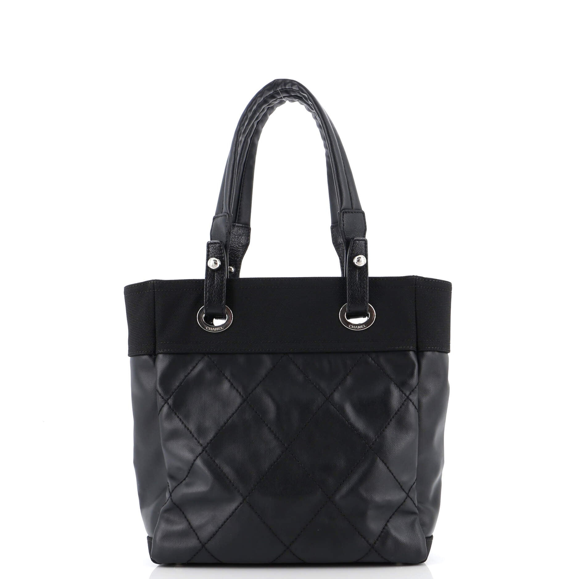Chanel Biarritz Tote Quilted Coated Canvas Small