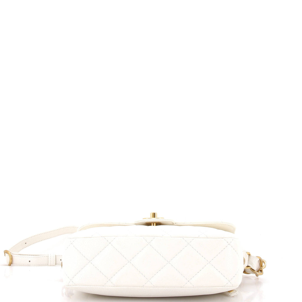 Chanel CC Adjustable Strap Flap Messenger Bag Quilted Caviar Small