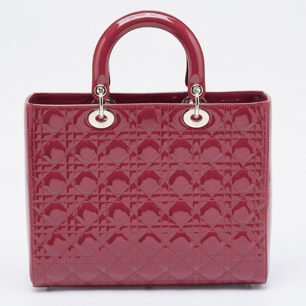 Dior Fuchsia Cannage  Leather Large Lady Dior Tote