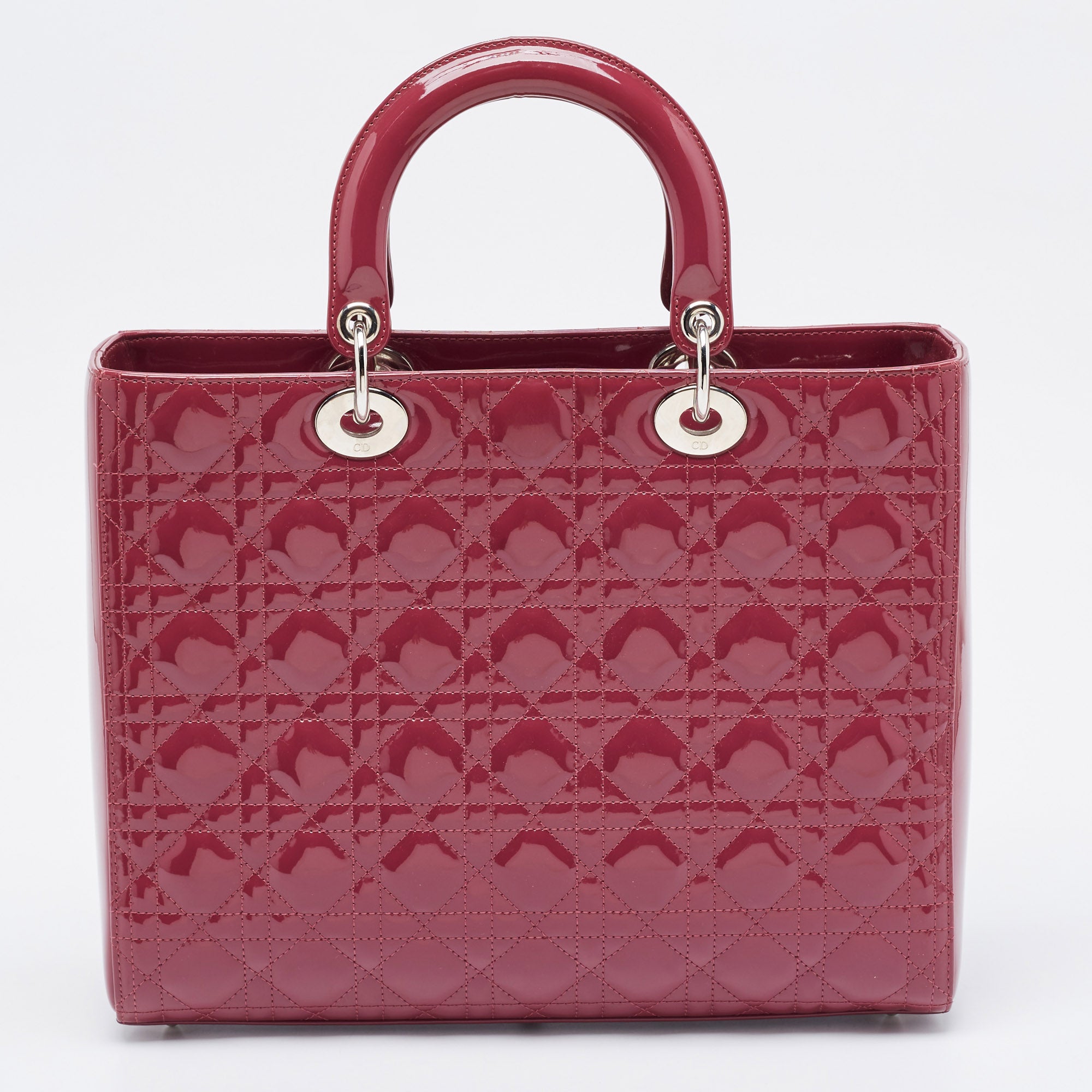 Dior Fuchsia Cannage  Leather Large Lady Dior Tote