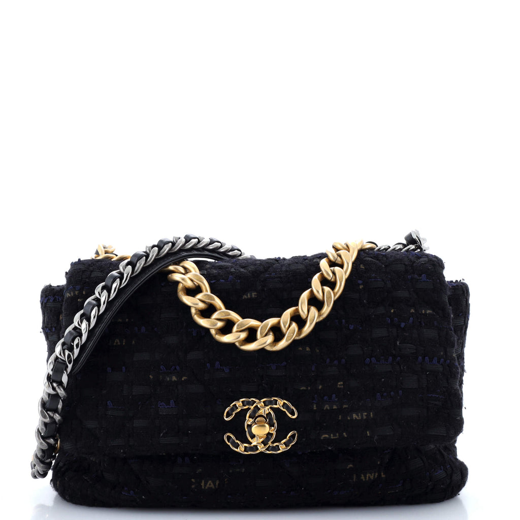Chanel 19 Flap Bag Quilted Tweed and Ribbon Large
