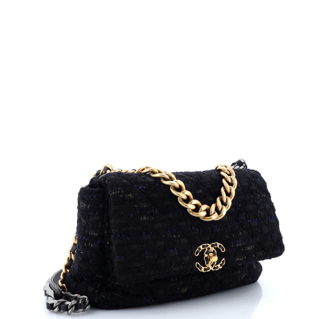 Chanel 19 Flap Bag Quilted Tweed and Ribbon Large