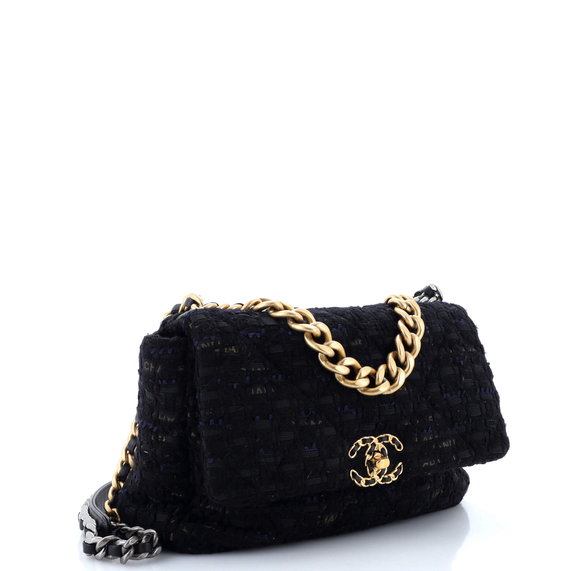 Chanel 19 Flap Bag Quilted Tweed and Ribbon Large