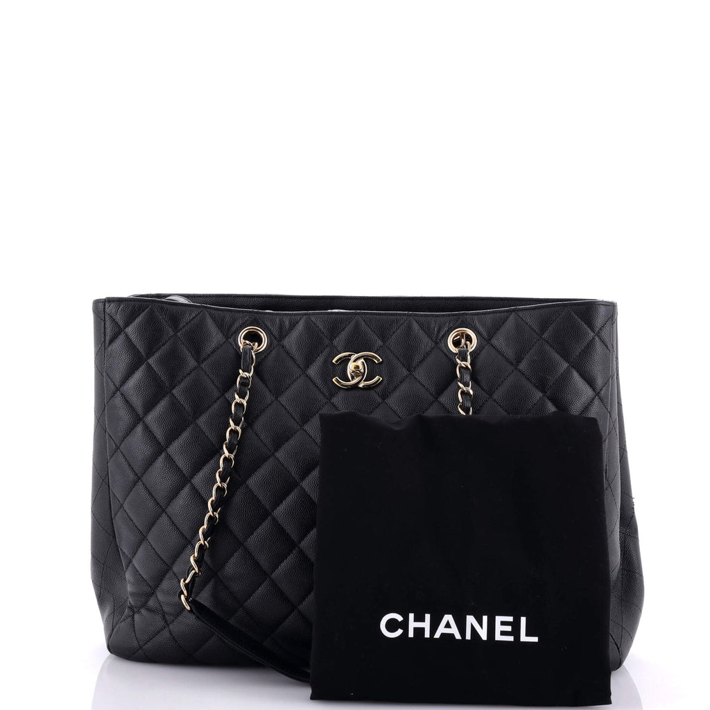 Chanel Classic CC Shopping Tote Quilted Caviar Large