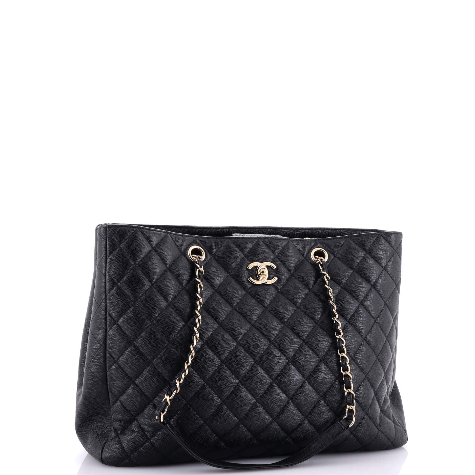 Chanel Classic CC Shopping Tote Quilted Caviar Large