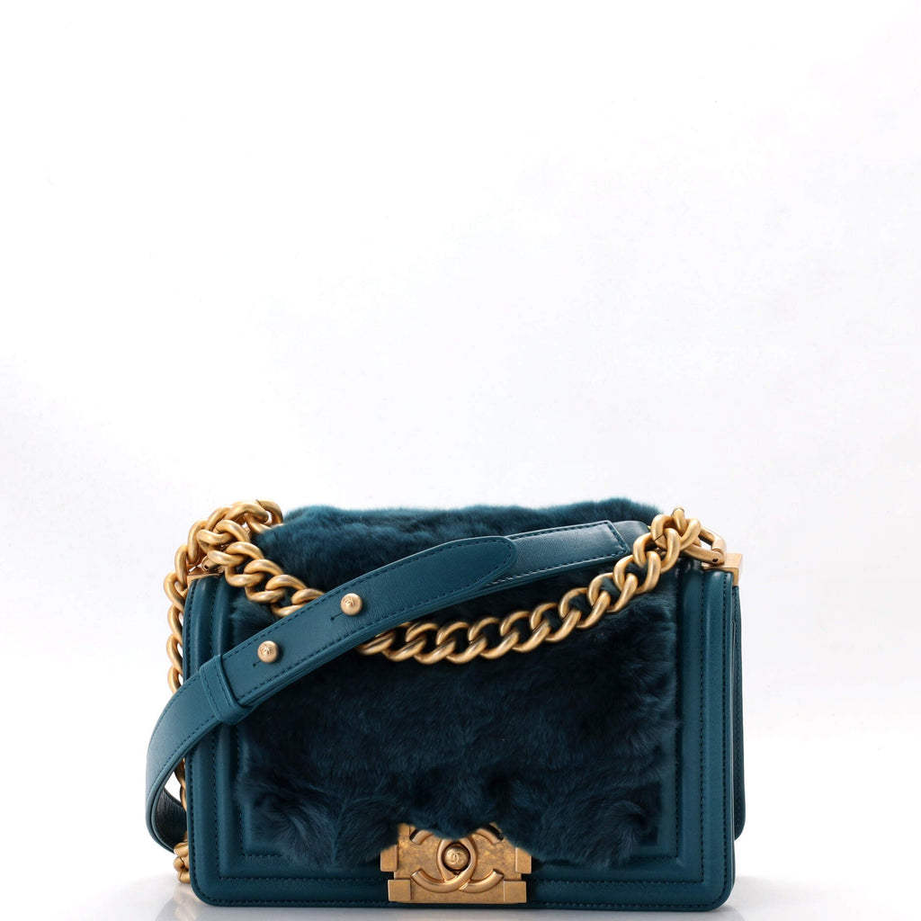 Chanel Boy Flap Bag Fur with Leather Small