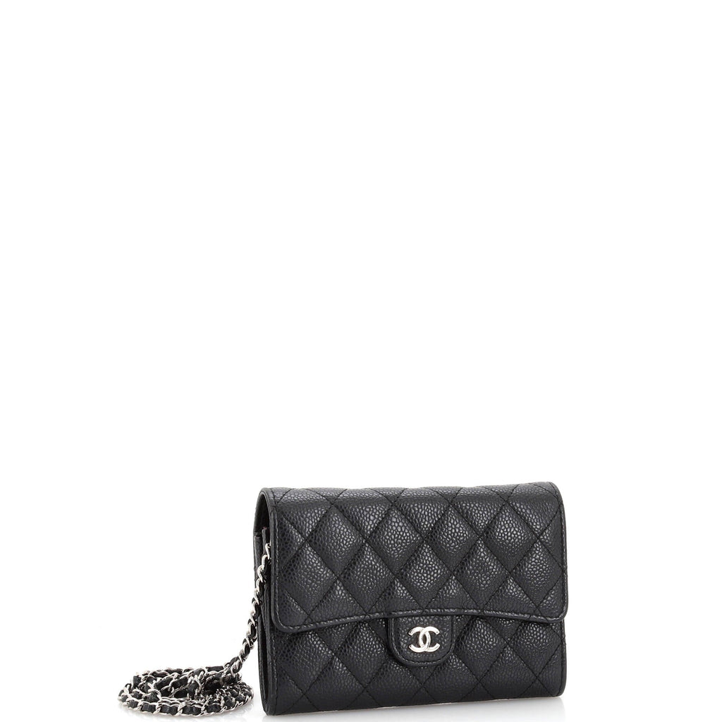 Chanel Classic Flap Wallet Crossbody Bag Quilted Caviar Mini