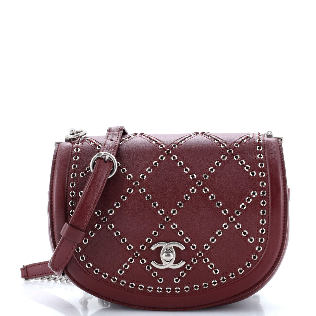 Chanel Coco Eyelets Round Flap Bag Quilted Calfskin Small