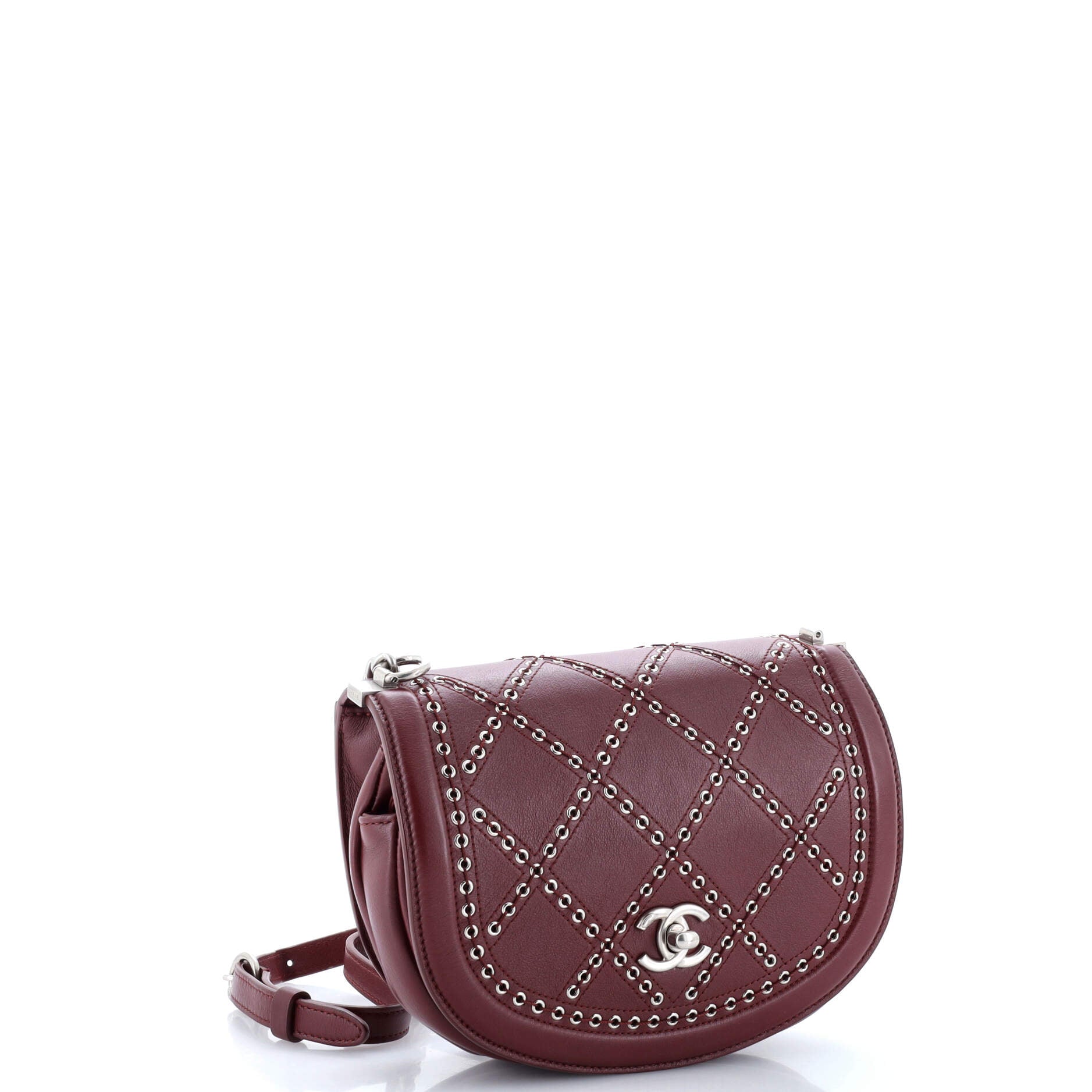 Chanel Coco Eyelets Round Flap Bag Quilted Calfskin Small