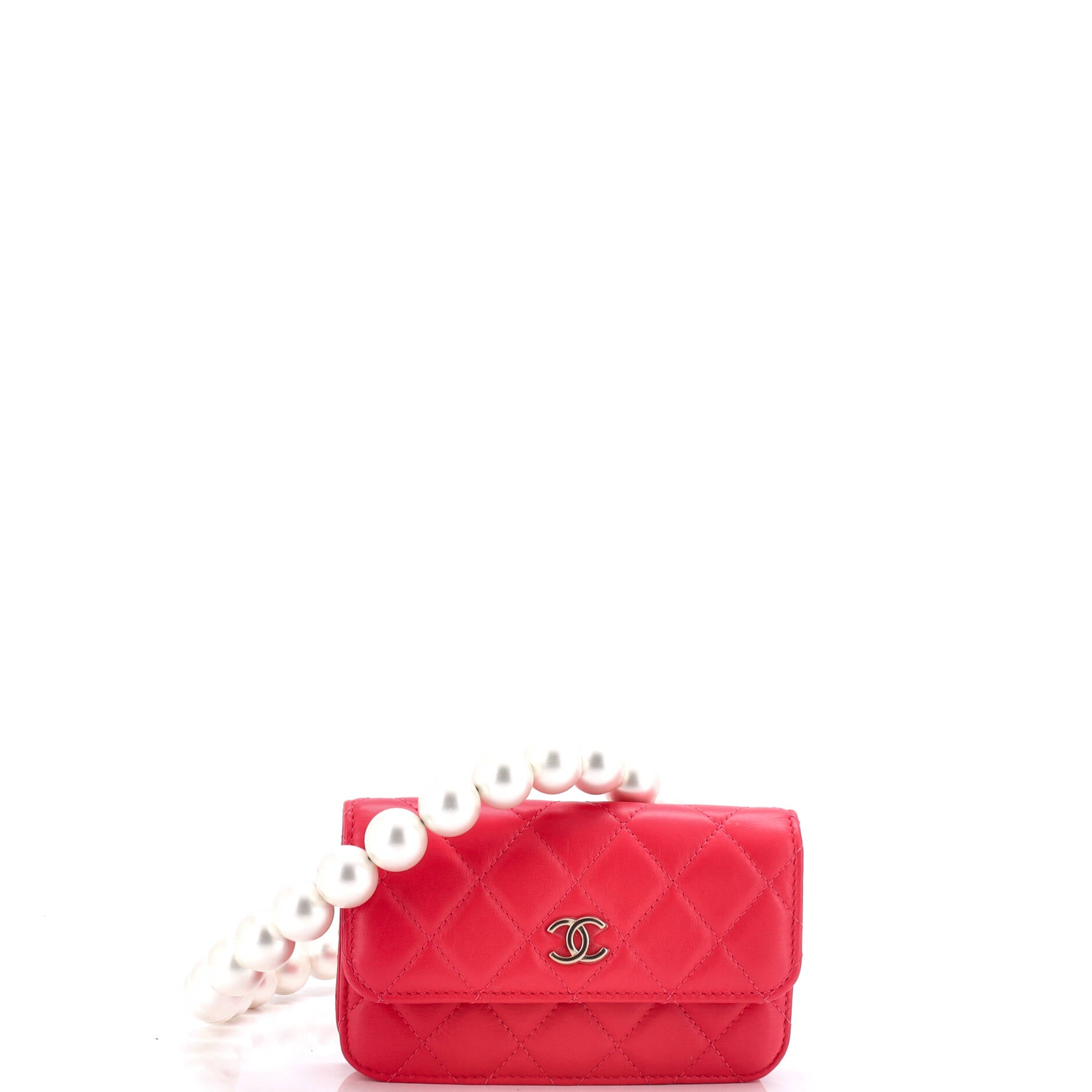 Chanel Pearl Strap Clutch with Chain Quilted Calfskin