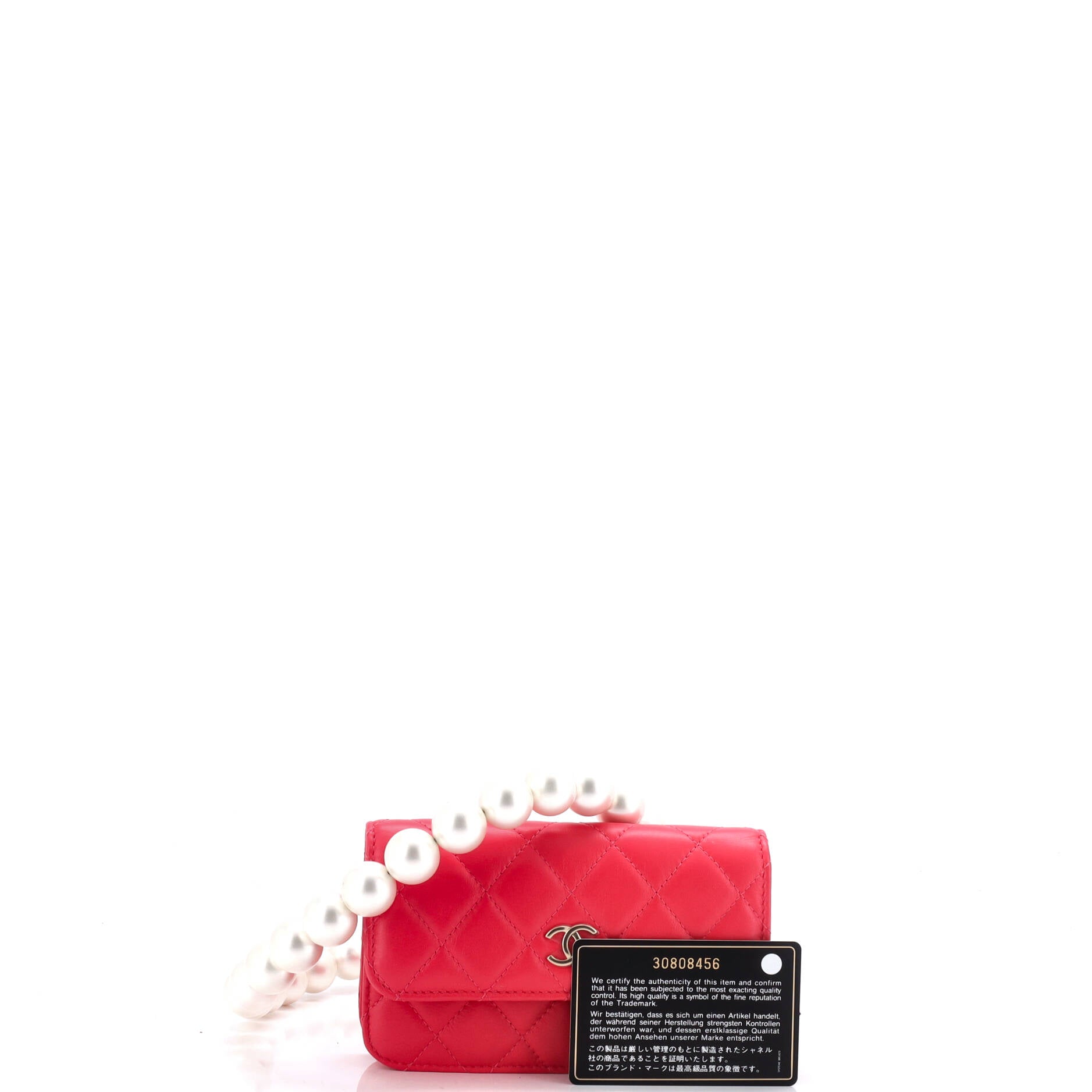 Chanel Pearl Strap Clutch with Chain Quilted Calfskin