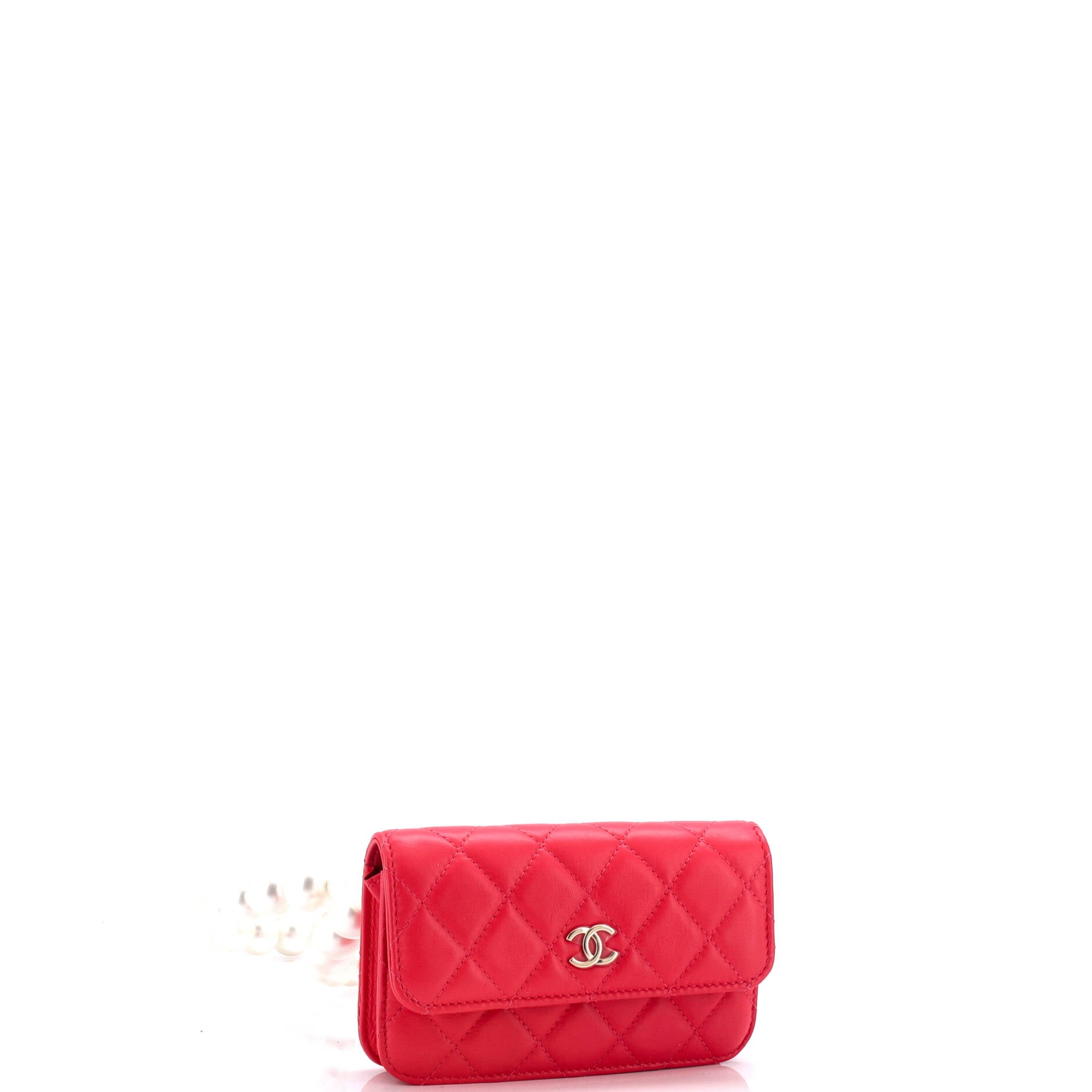 Chanel Pearl Strap Clutch with Chain Quilted Calfskin