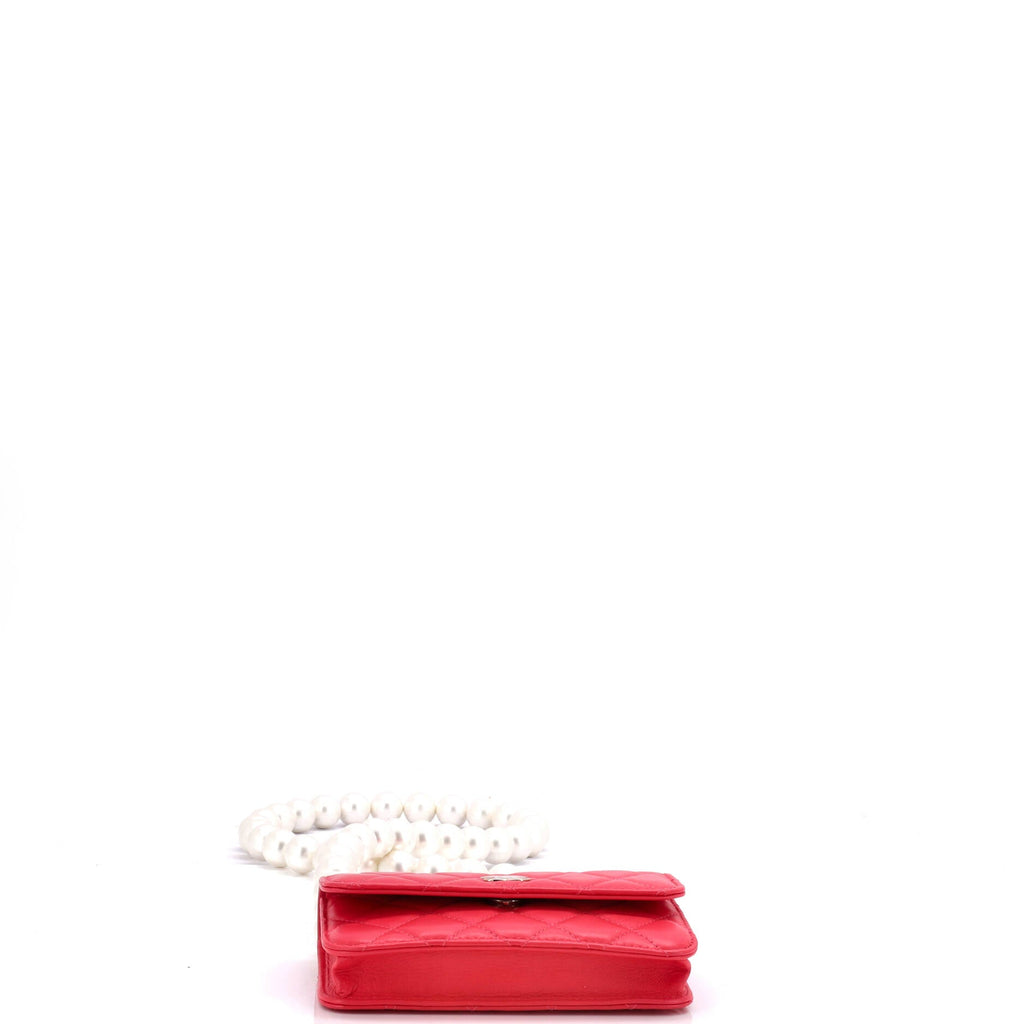 Chanel Pearl Strap Clutch with Chain Quilted Calfskin