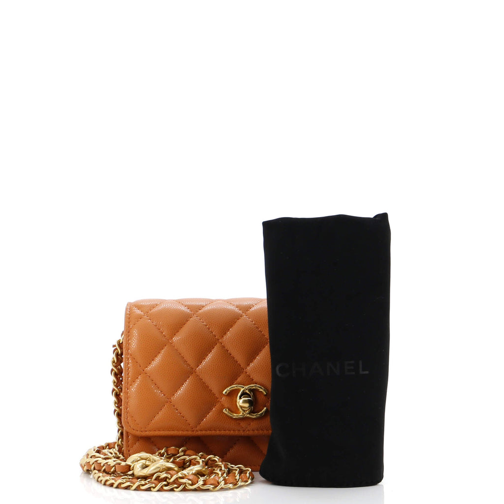 Chanel Mixed Chain Link CC Wallet on Chain Quilted Caviar Mini