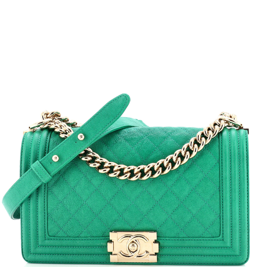 Chanel Boy Flap Bag Quilted Caviar Old Medium