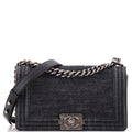 Chanel Boy Flap Bag Quilted Denim New Medium