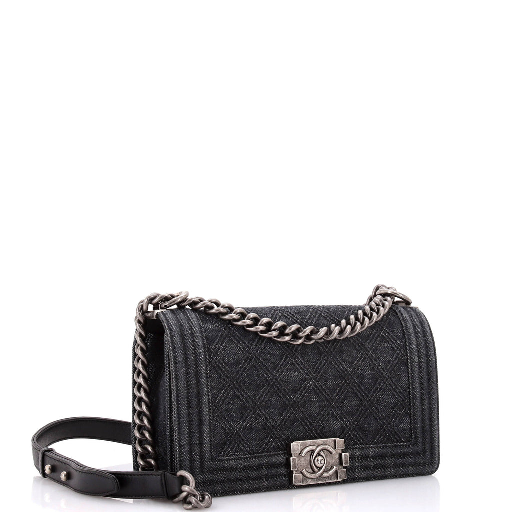 Chanel Boy Flap Bag Quilted Denim New Medium
