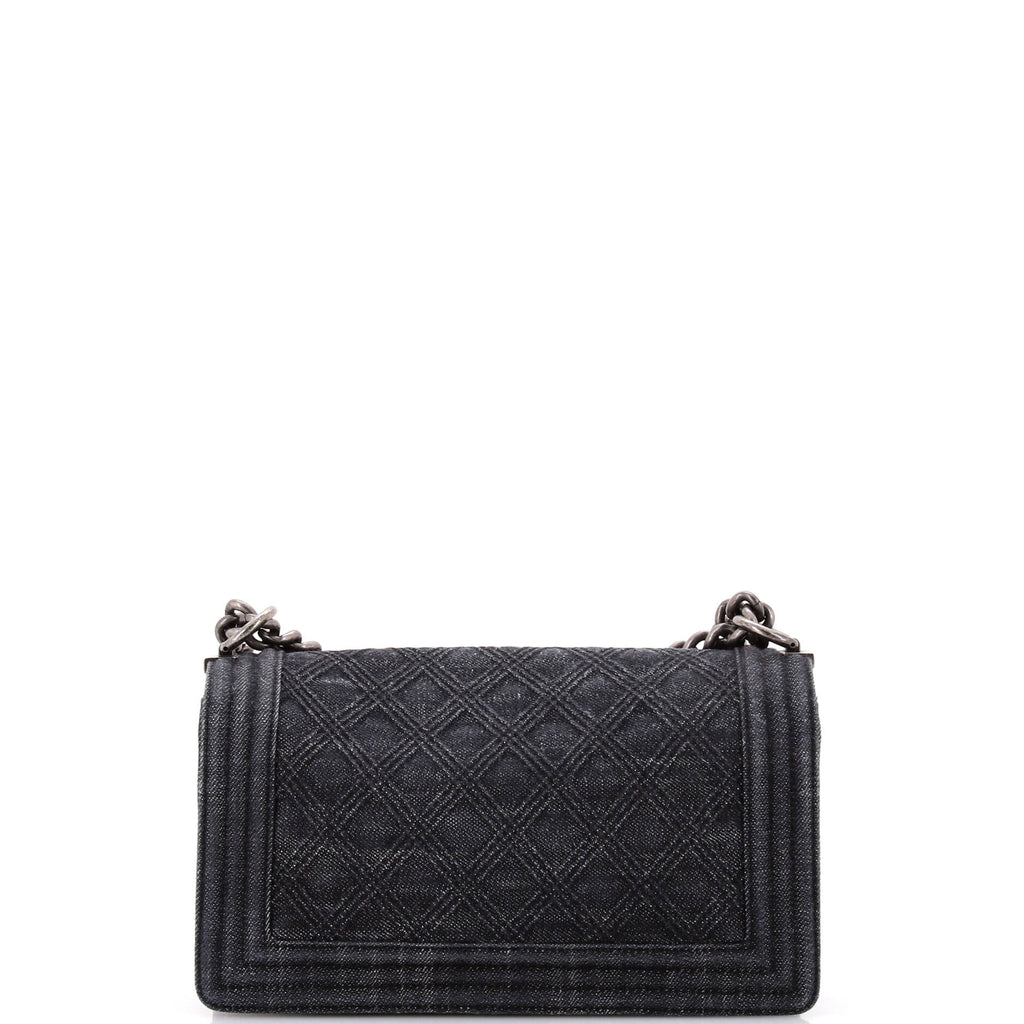 Chanel Boy Flap Bag Quilted Denim New Medium