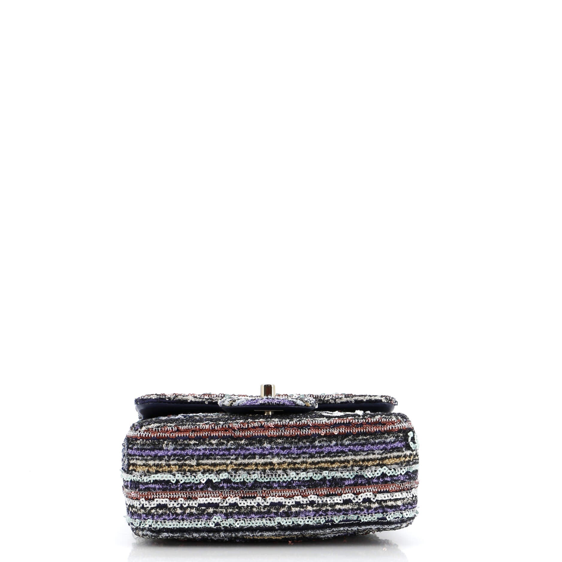 Chanel Square Classic Single Flap Bag CC Sequin Embellished Mixed Fibers Mini
