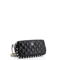 Chanel Double Zip Clutch with Chain Quilted Calfskin with Pearl Detail