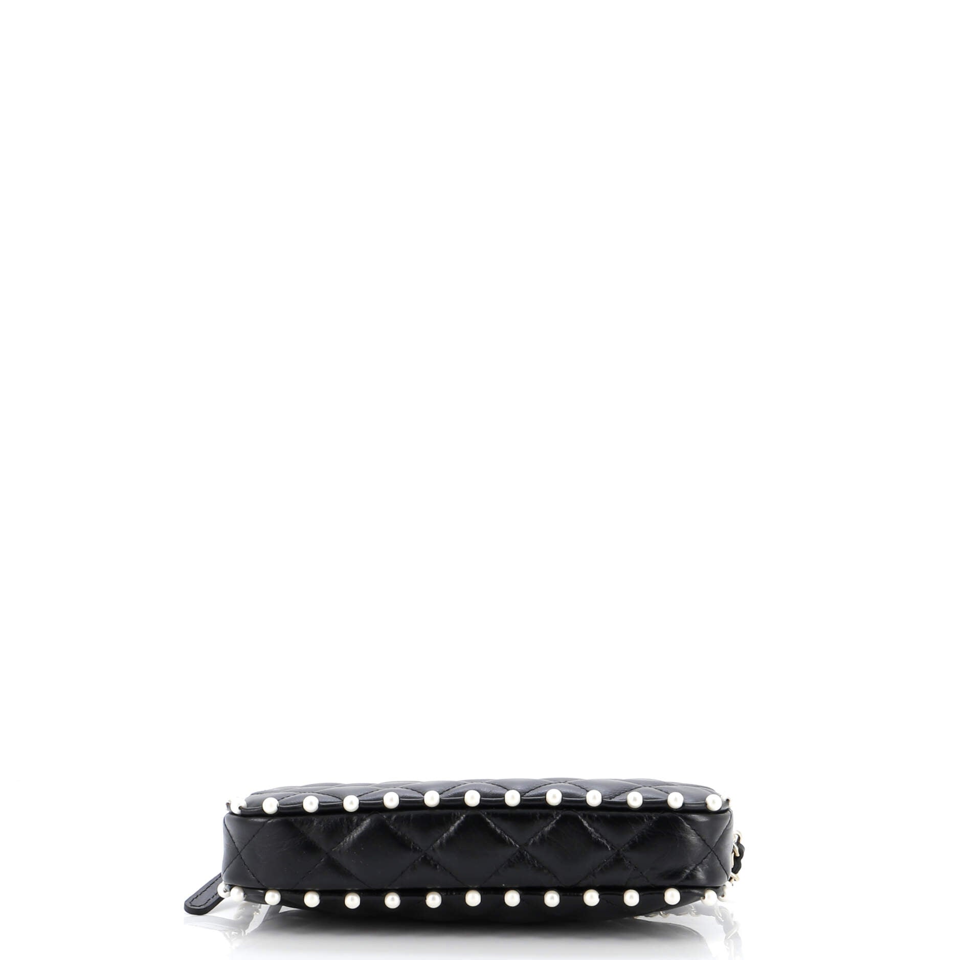Chanel Double Zip Clutch with Chain Quilted Calfskin with Pearl Detail
